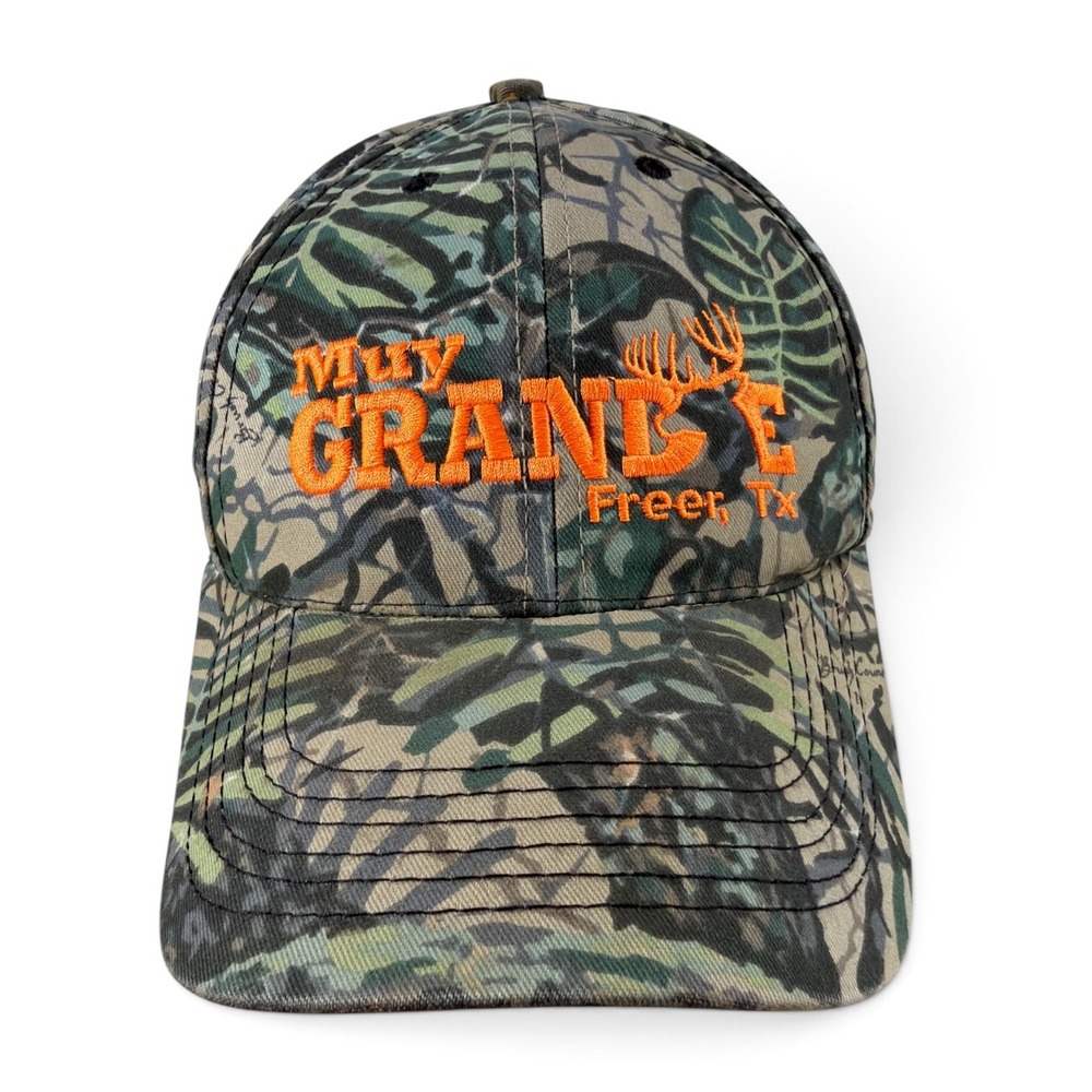 Muy Grande Camo Baseball Cap Mens Embroidered Deer Hunting Freer Texas USA Made